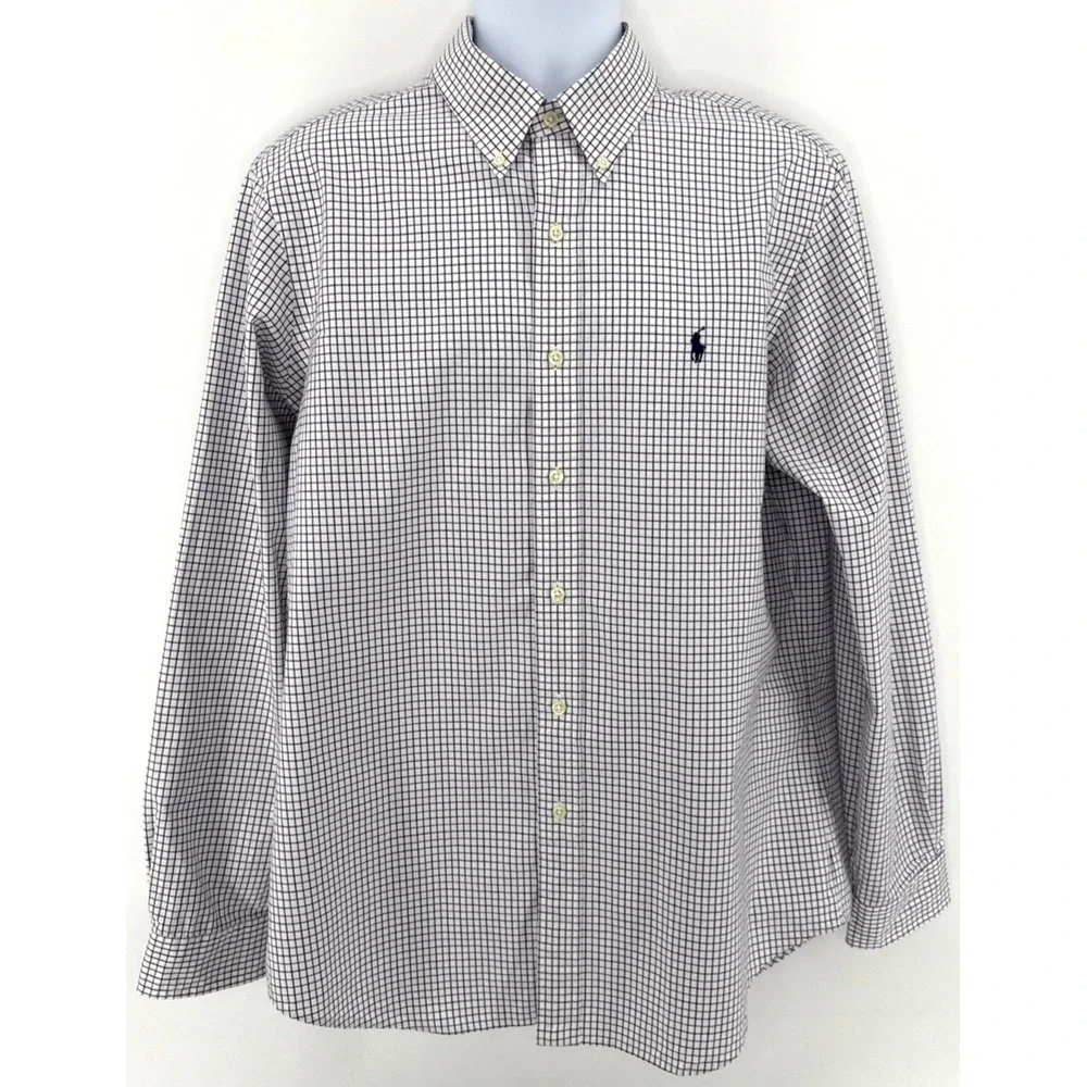Polo‎ Ralph Lauren Men's Button Down Shirt L Plaid Check Long Sleeve Cotton